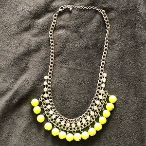 Silver rhinestone and yellow necklace